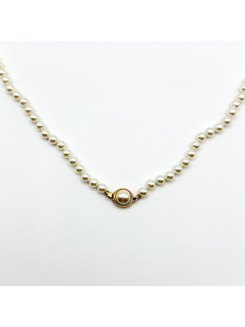 Carolee White Glass Pearl Necklace With Gold-Tone